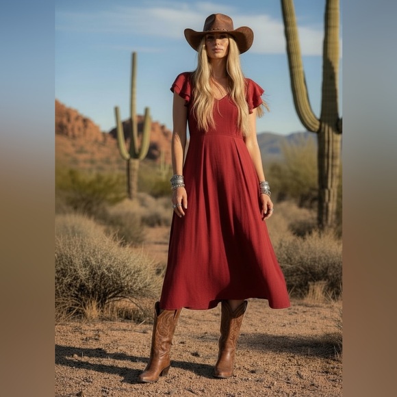 Vintage Dresses & Skirts - Southeastern, vintage, red maxi dress